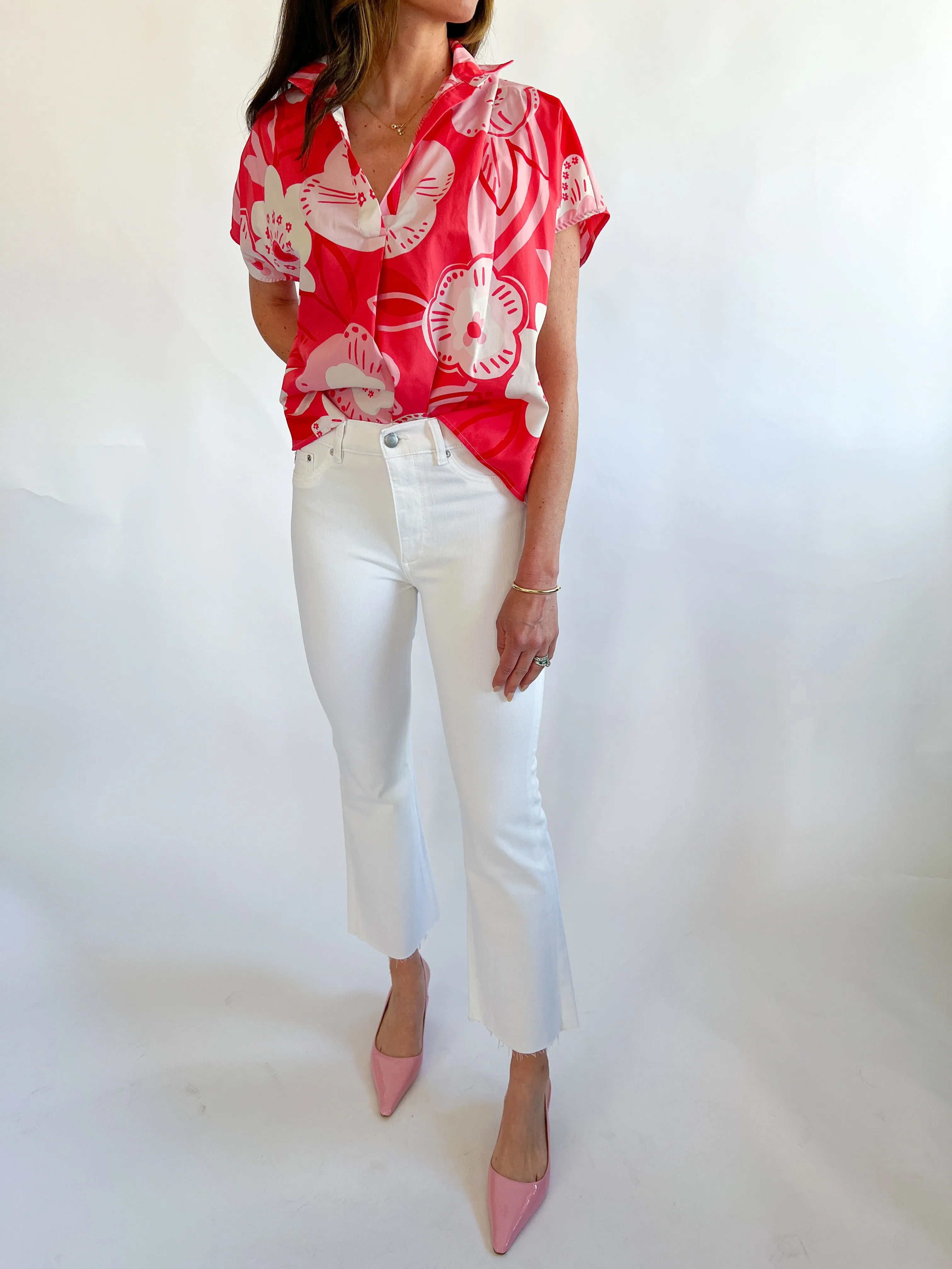 Artist Floral V Neck Top