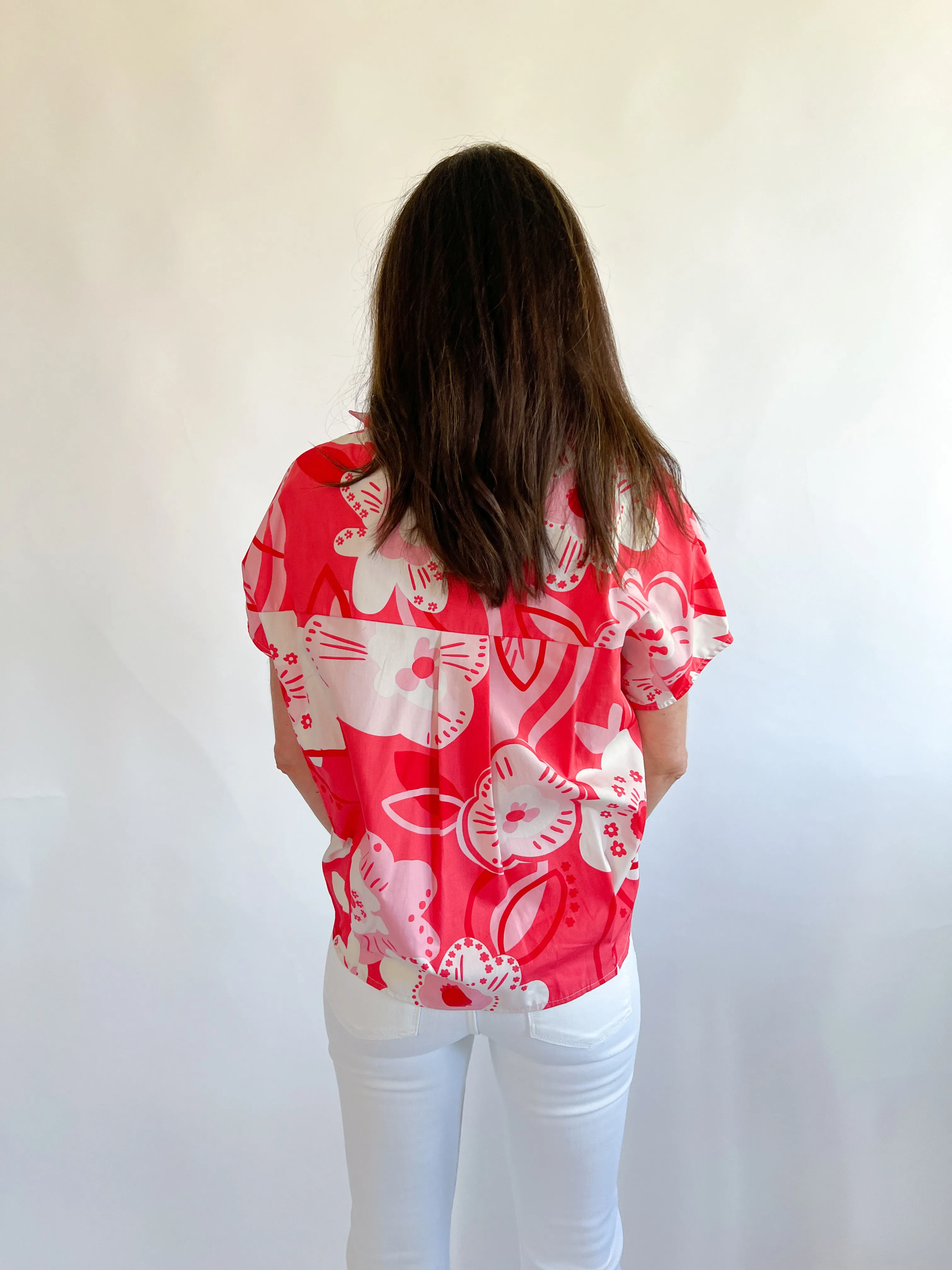 Artist Floral V Neck Top