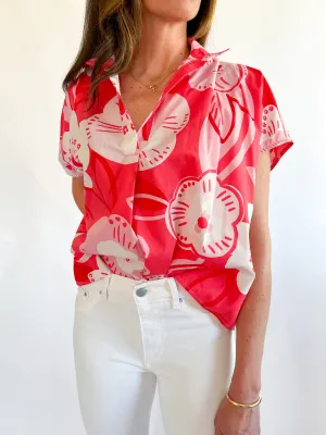 Artist Floral V Neck Top