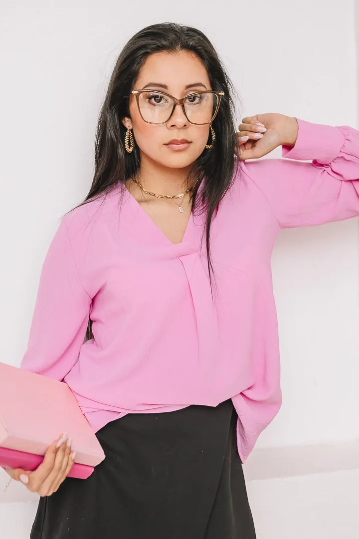 At A Crossroad Lightweight Top | Candy Pink