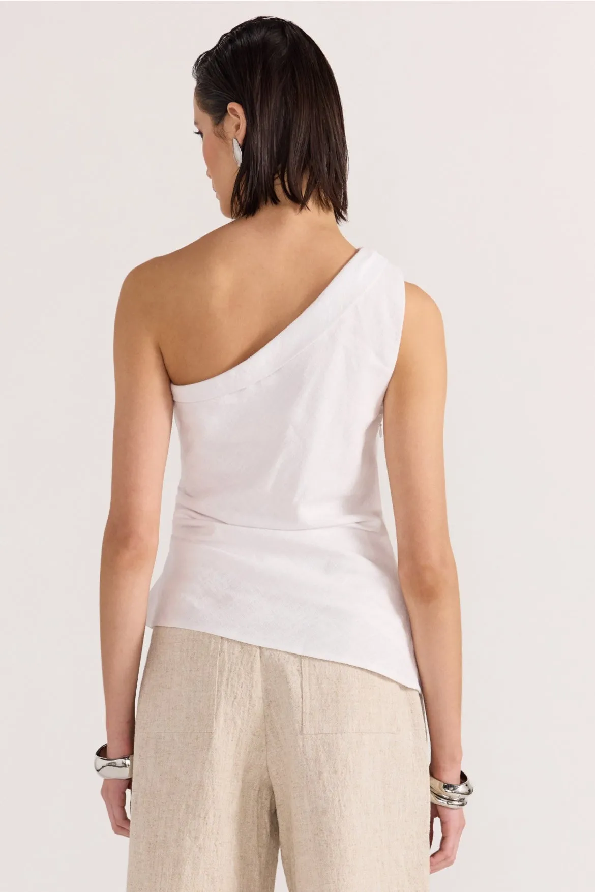 Athena One Shoulder Top | White