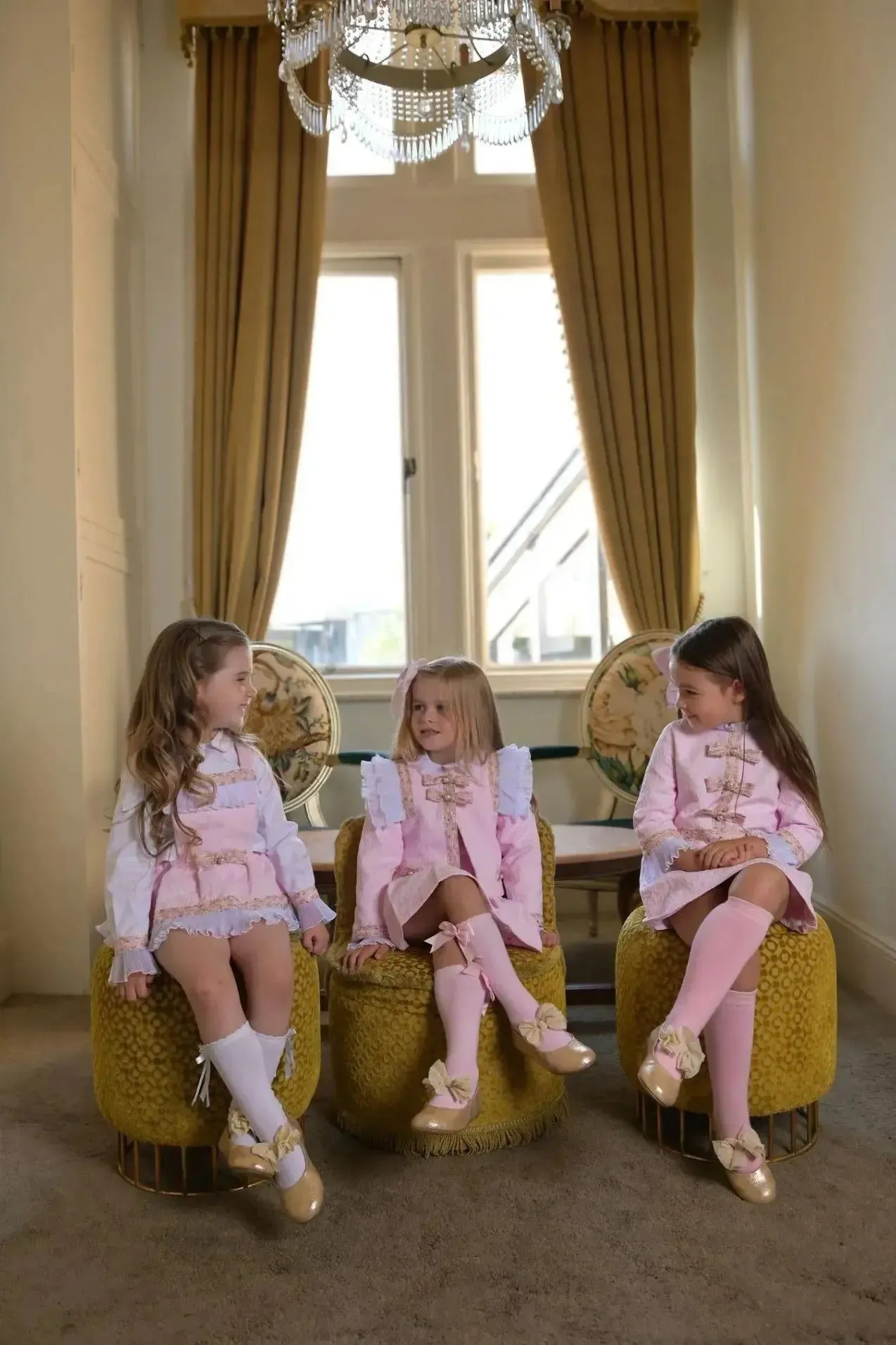 AW24 Naxos Baby Girls Pink Damask Romper Set