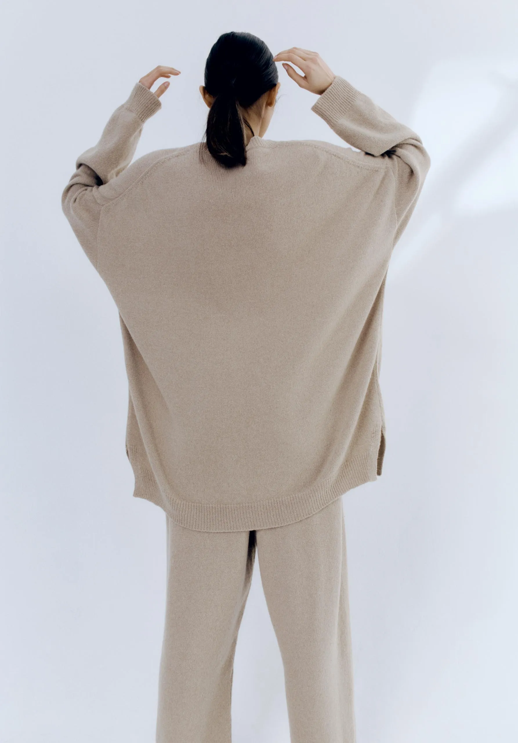 Baby Alpaca V-Neck Sweater, Pale Olive