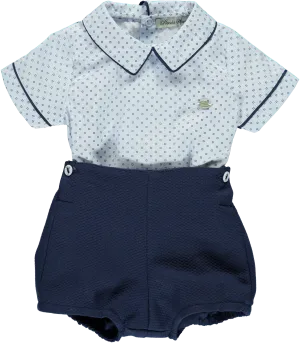 Baby Boy Blue Cotton Shorts Set