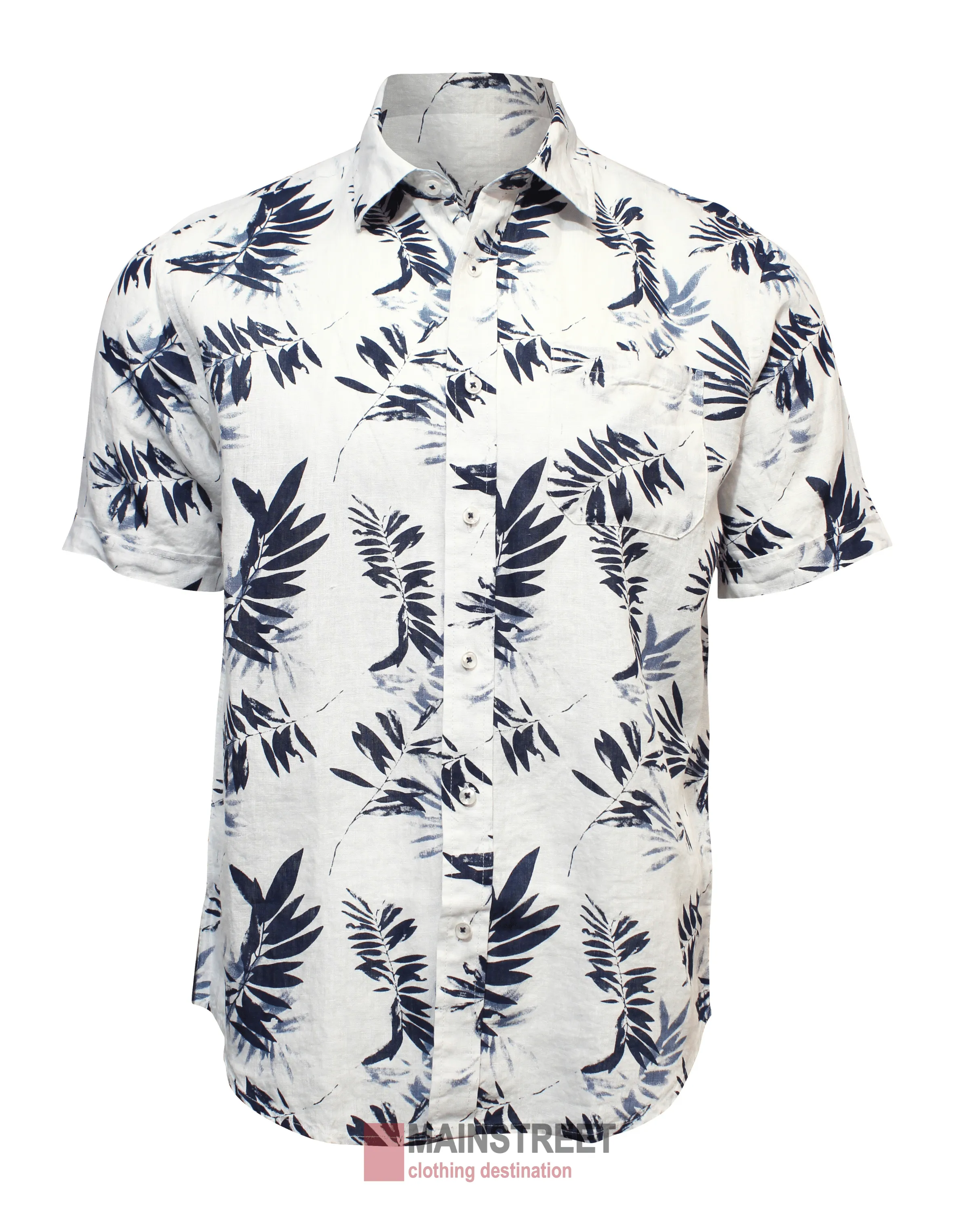 Back Bay Linen Fern Print Short Sleeve Shirt