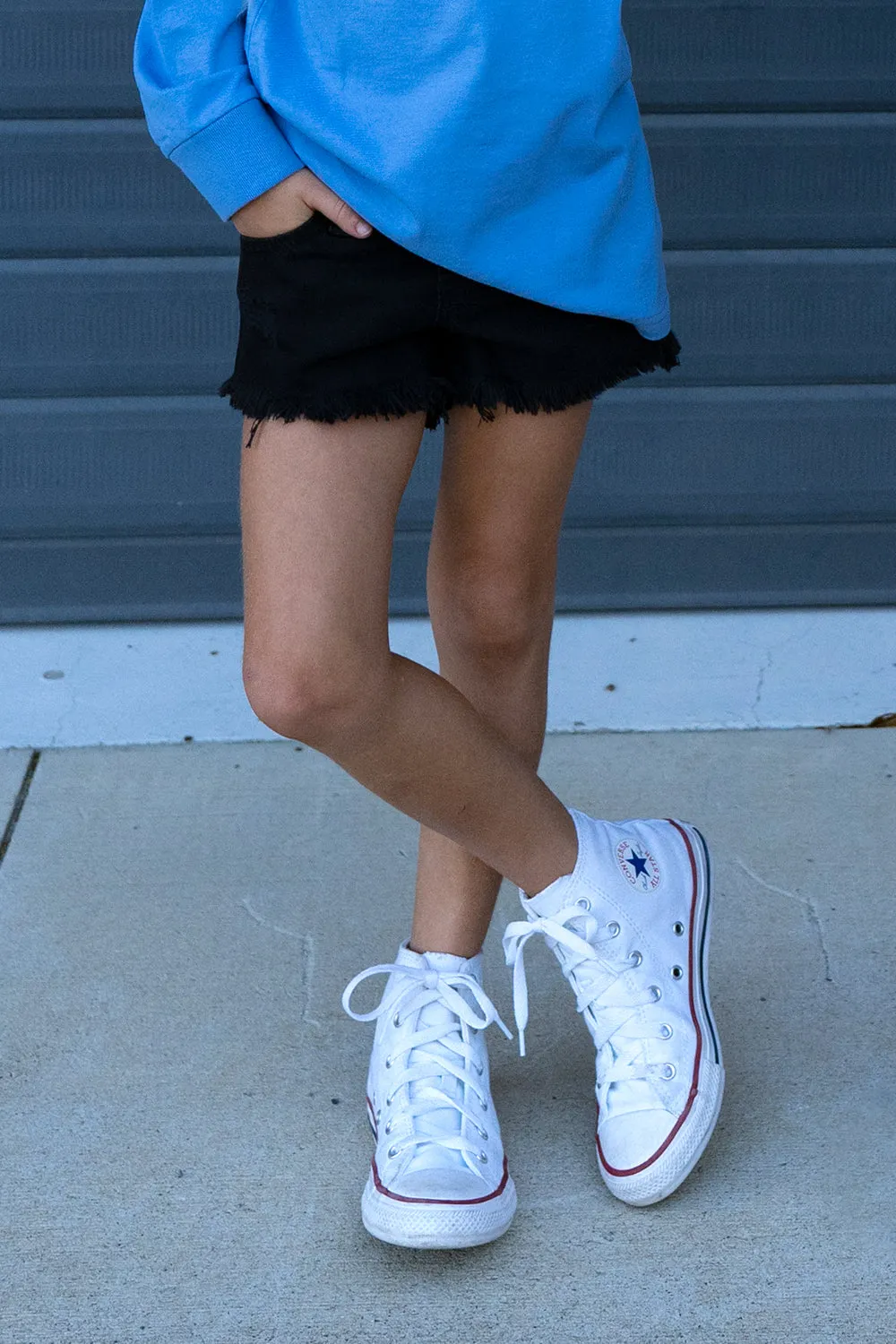 Black Goldie Distressed Denim Shorts - Girls
