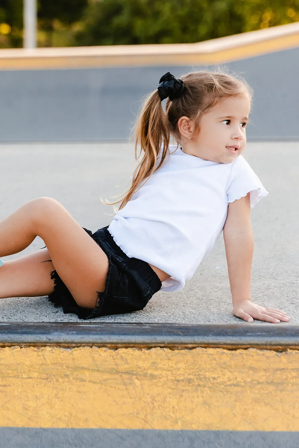 Black Goldie Distressed Denim Shorts - Girls