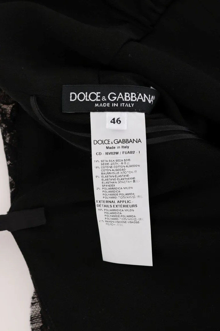Black Silk Stretch Cotton Shift Dress