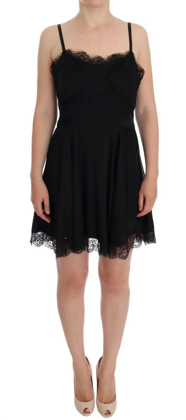 Black Silk Stretch Cotton Shift Dress