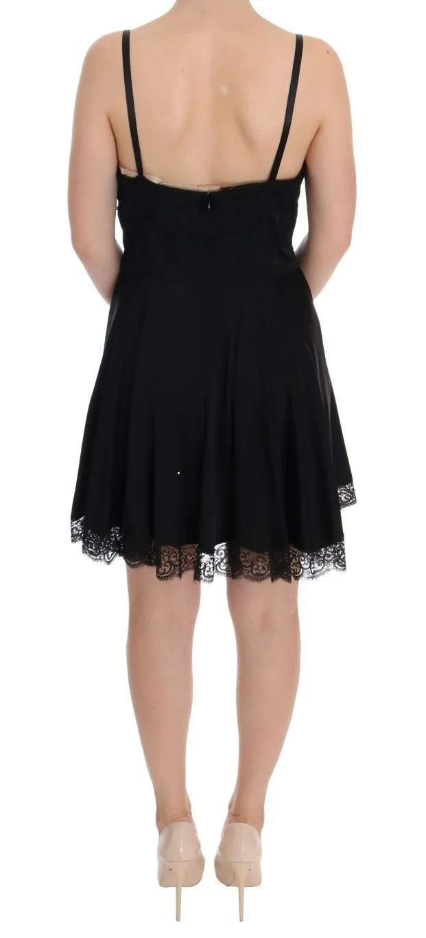 Black Silk Stretch Cotton Shift Dress