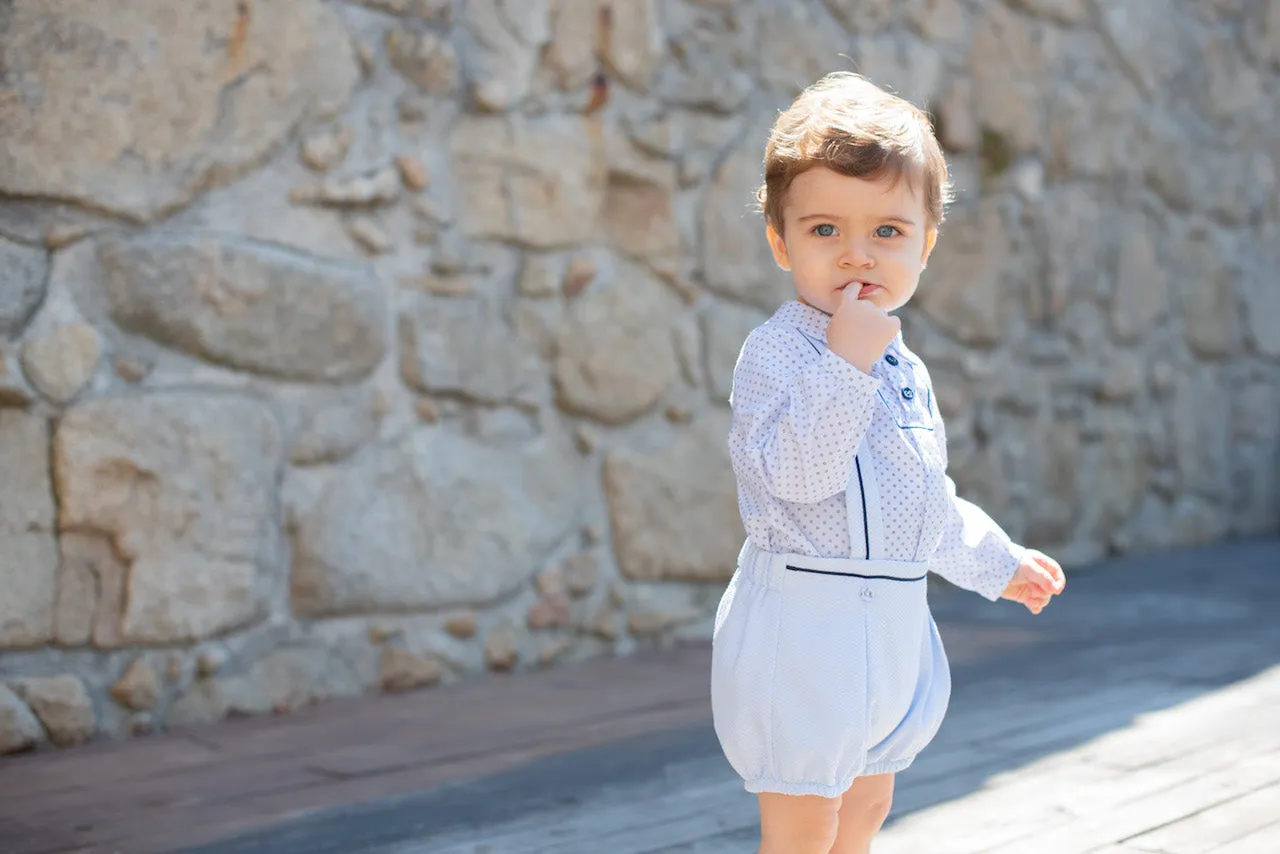 Blue Cotton Shorts Set