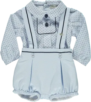 Blue Cotton Shorts Set