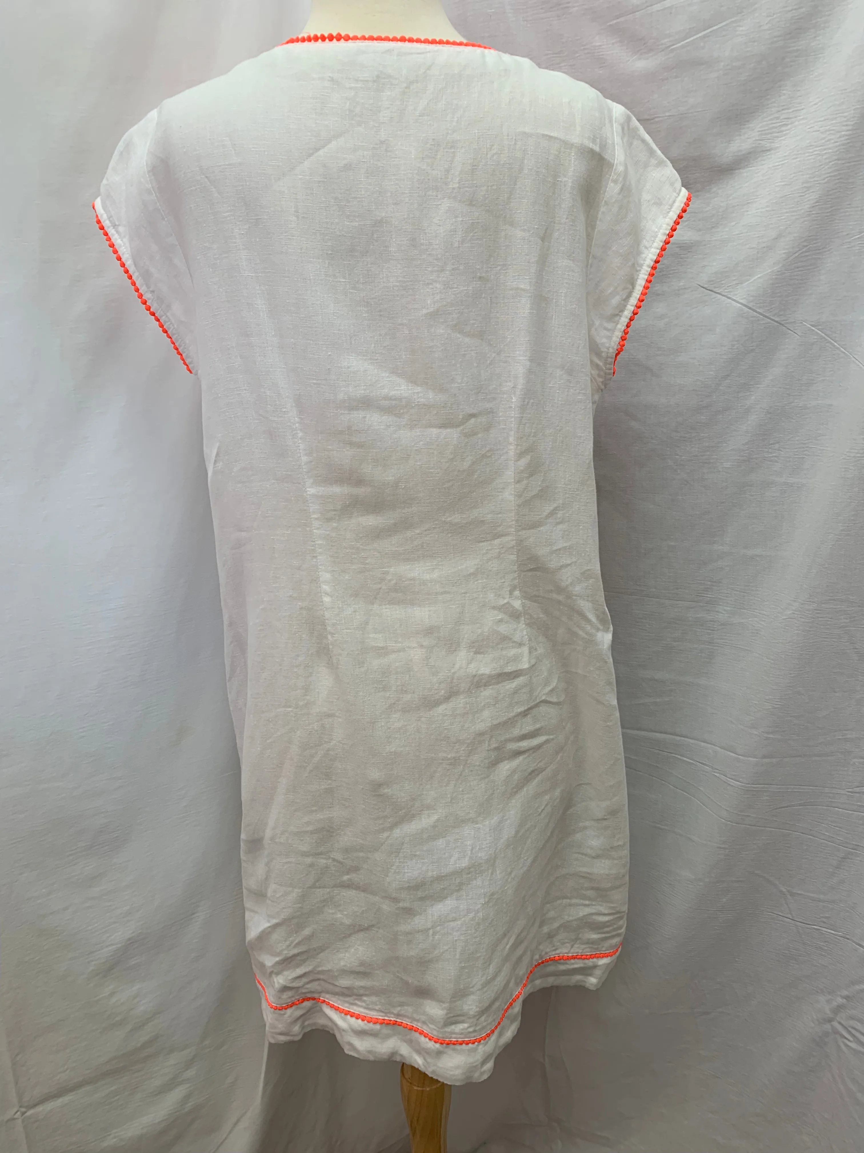 BODEN white neon pink Linen Shift Dress - US 10
