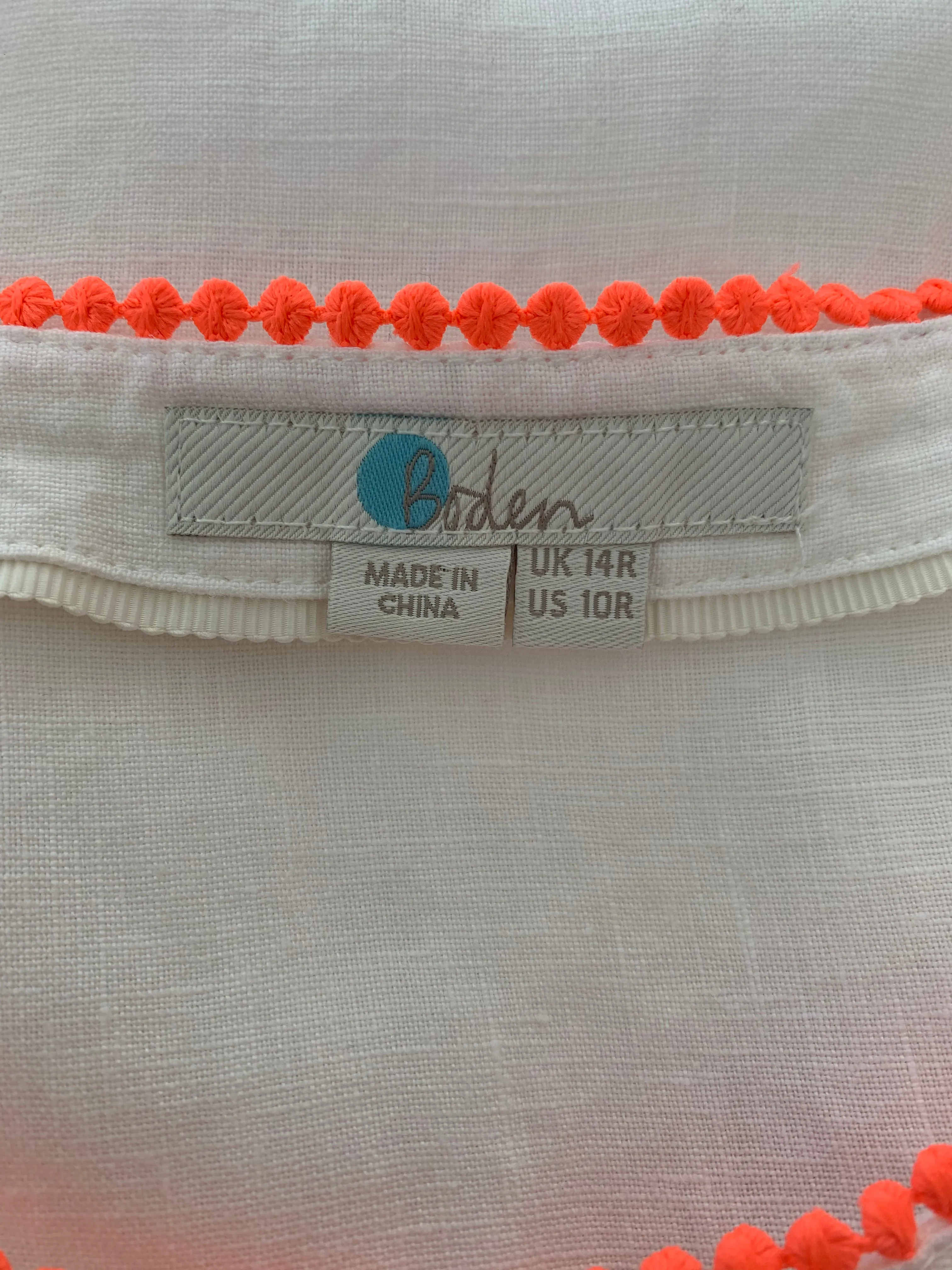 BODEN white neon pink Linen Shift Dress - US 10