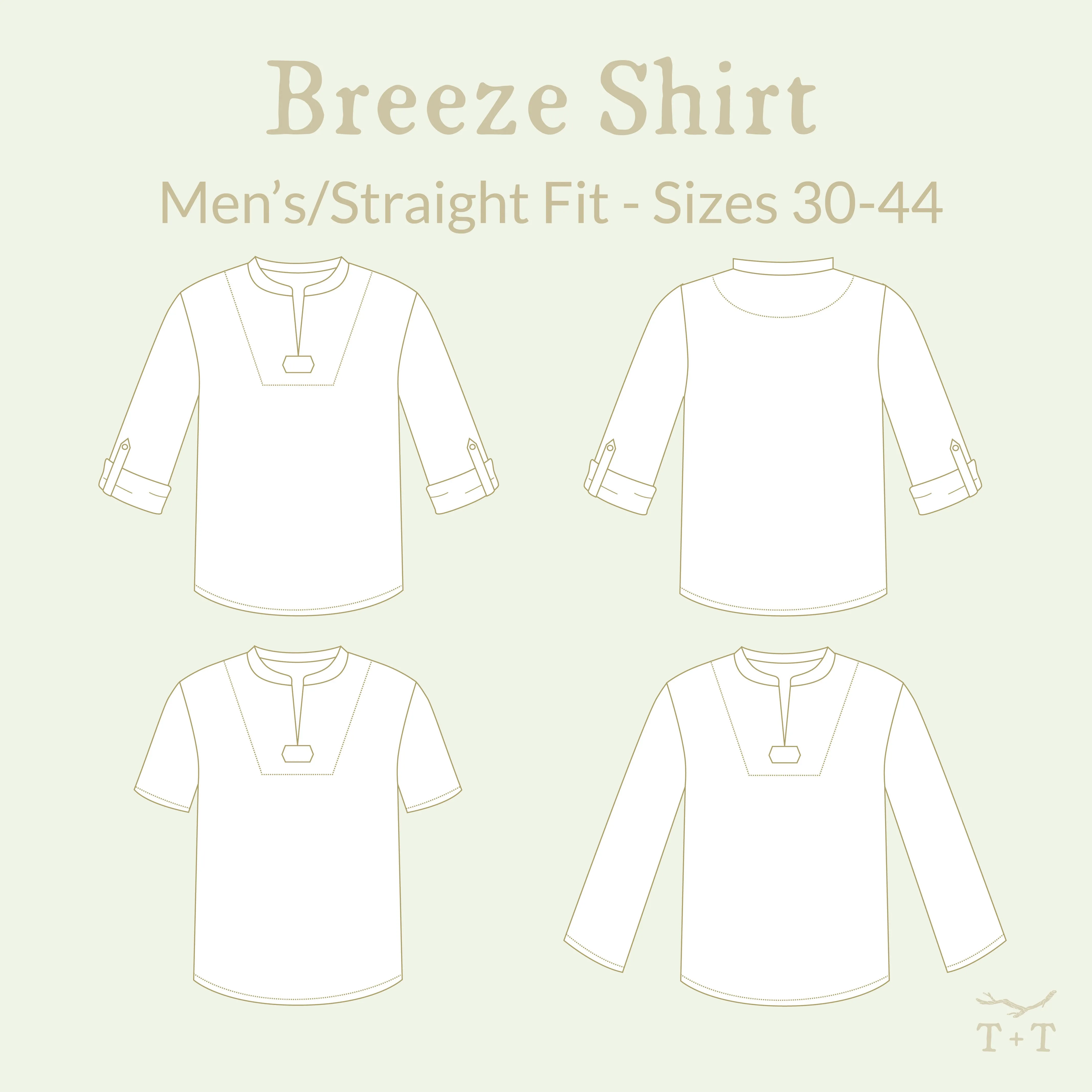 Breeze Shirt Sewing Pattern - Men's/Straight Fit
