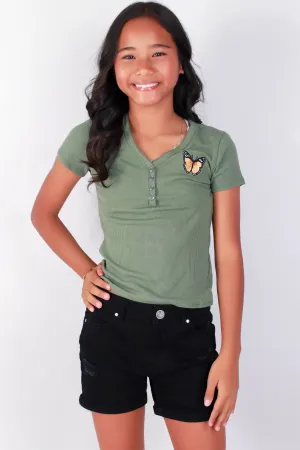 BUTTERFLY PATCH TOP | KIDS SIZE 7-16