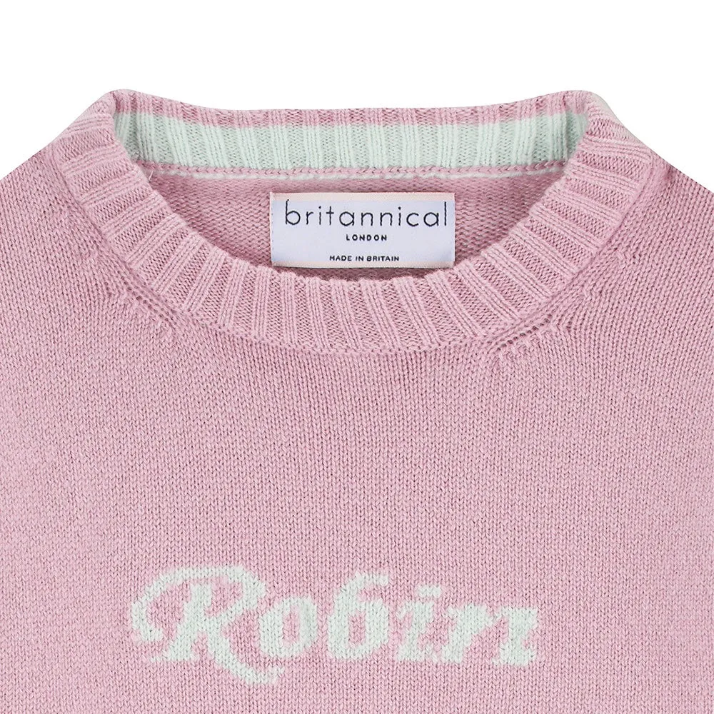 Camden Personalised Cashmere Sweater for Baby Girls - Rose Pink