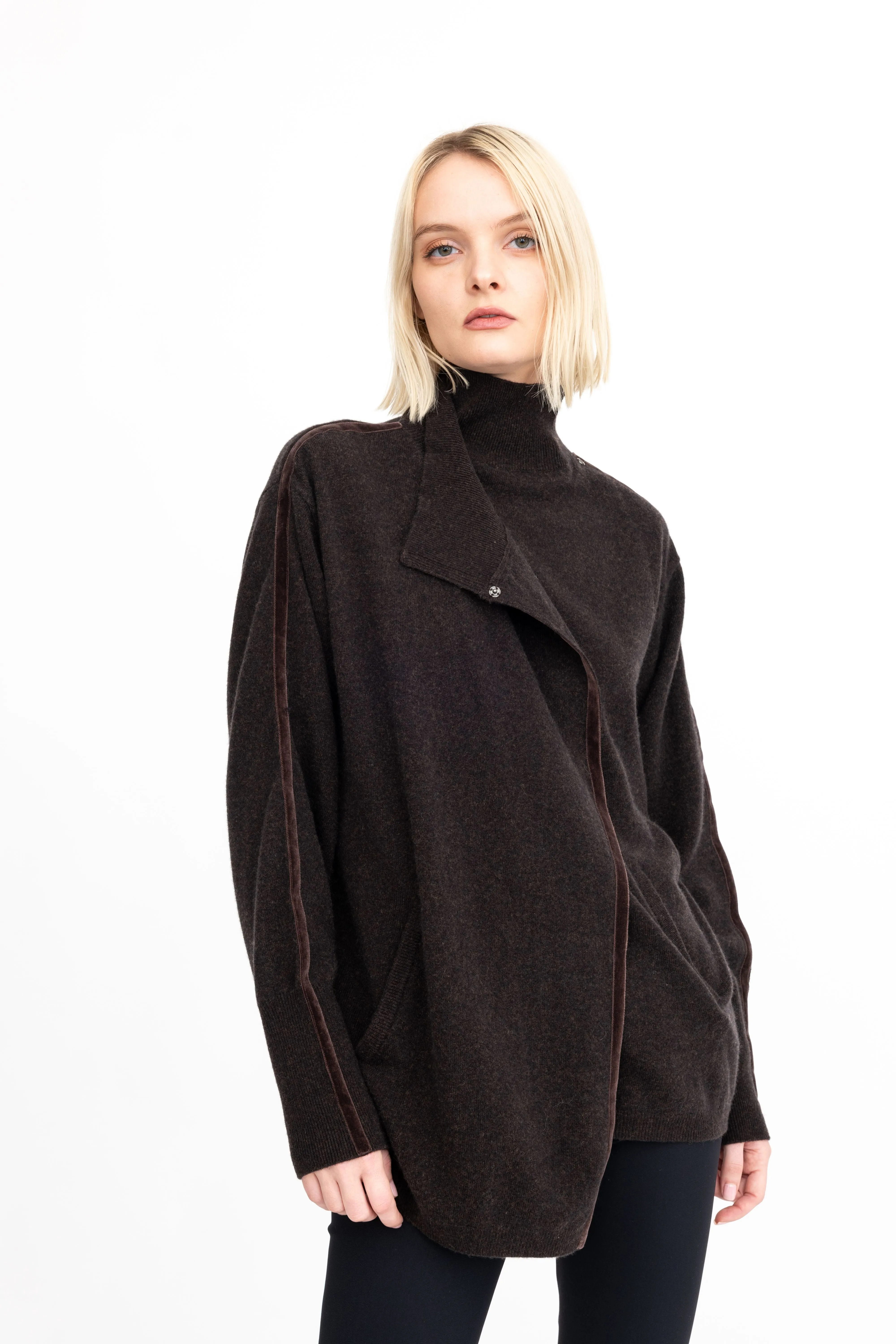 Cashmere Blend Double Breast Knit Cardigan - ACACIA