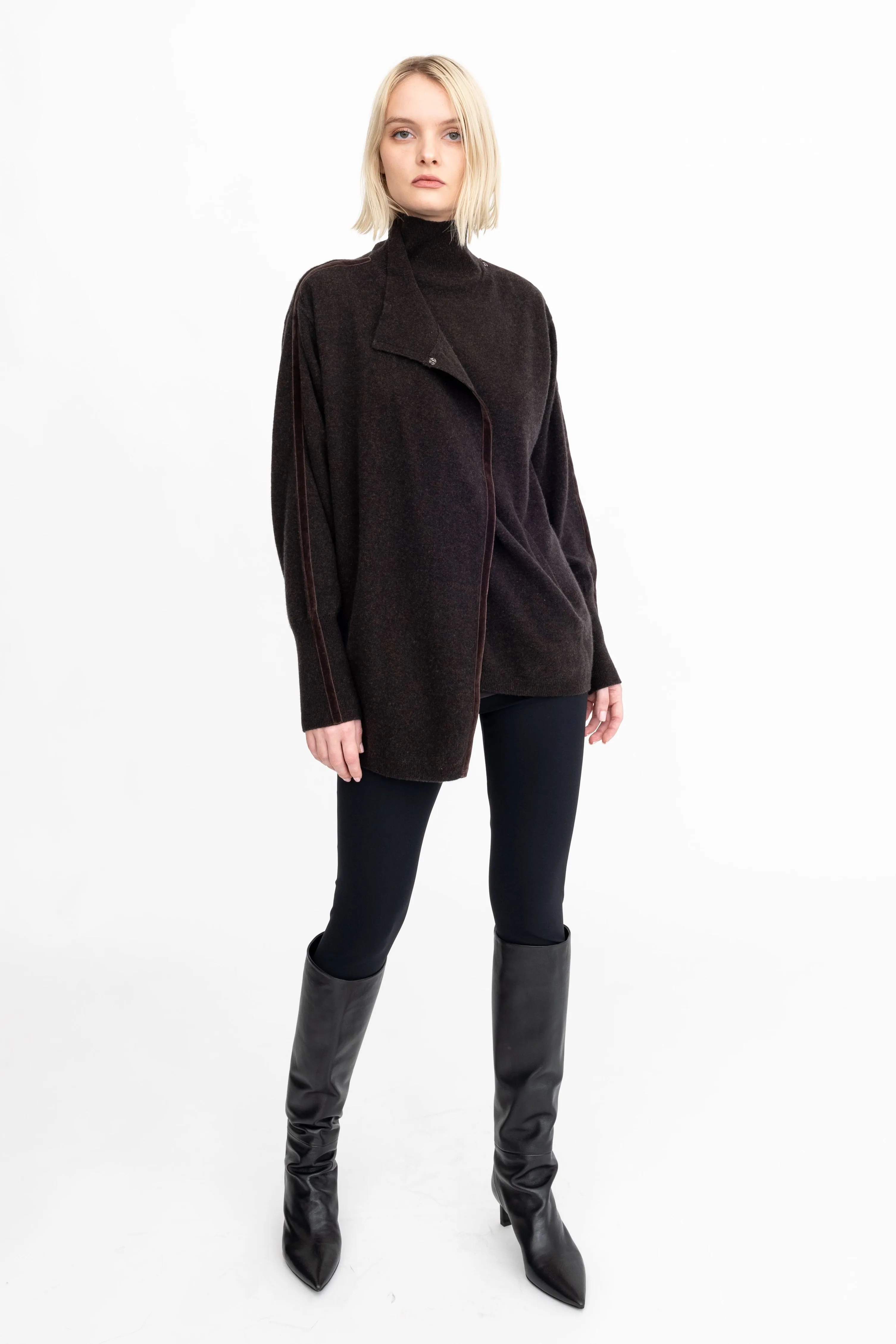 Cashmere Blend Double Breast Knit Cardigan - ACACIA