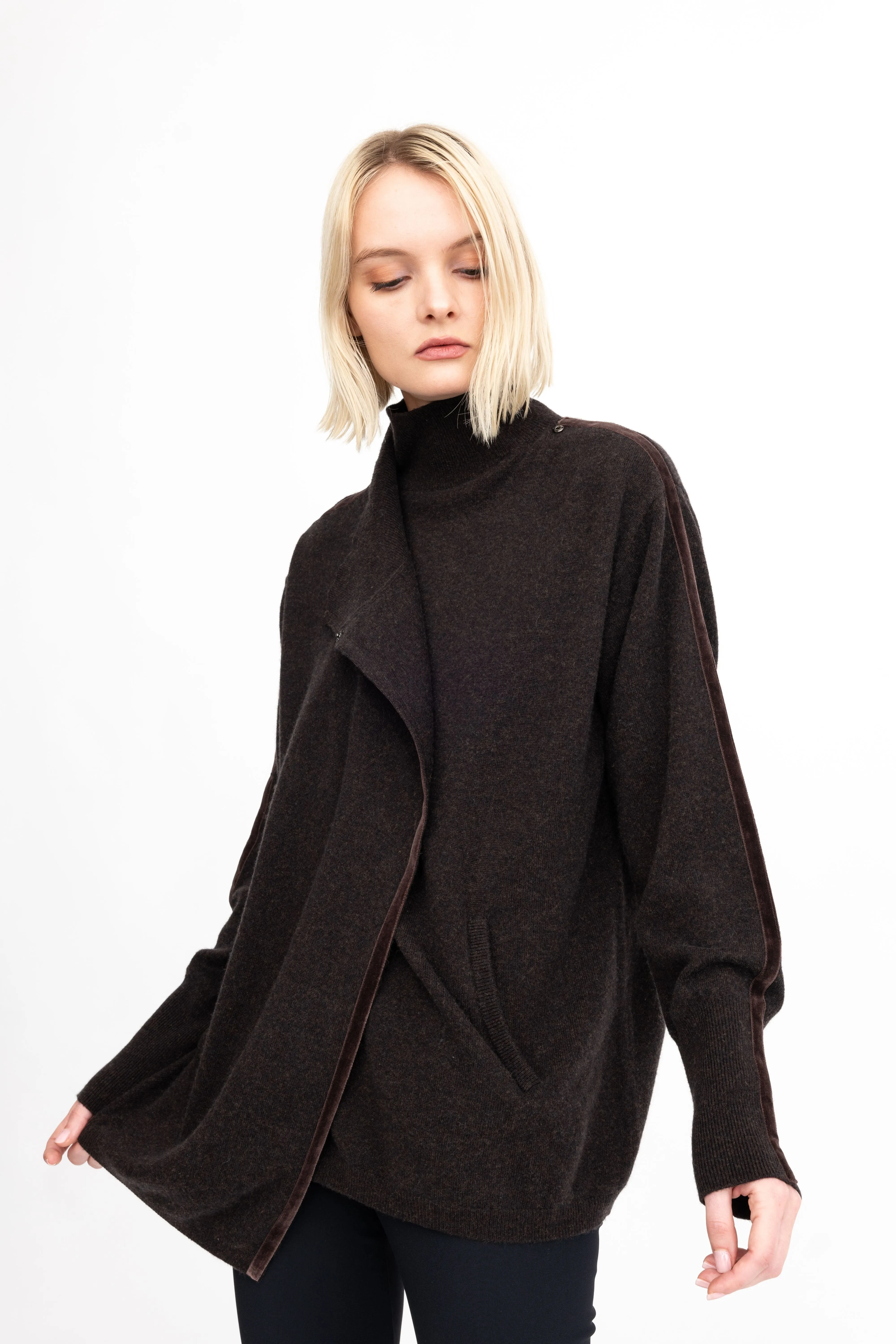 Cashmere Blend Double Breast Knit Cardigan - ACACIA