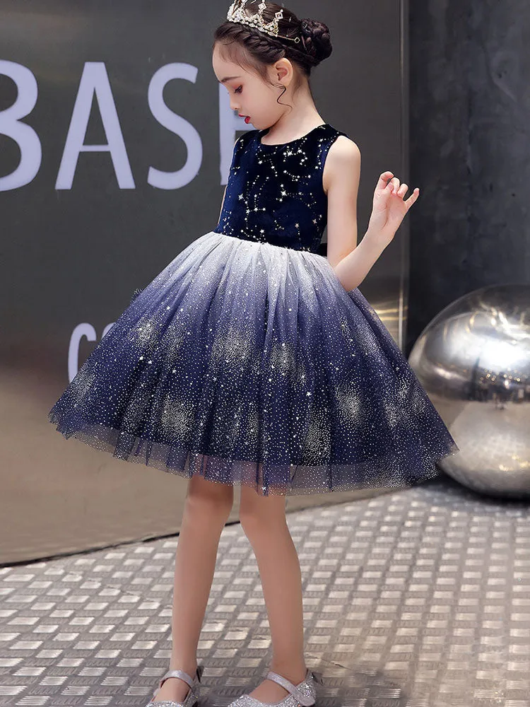 Chic Jewel Neck Tulle Sleeveless Short Princess Kids Social Party Dresses
