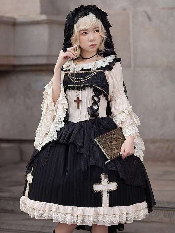 Classical Lolita Dress Chiffon Sleeveless Lolita Dresses Apricot