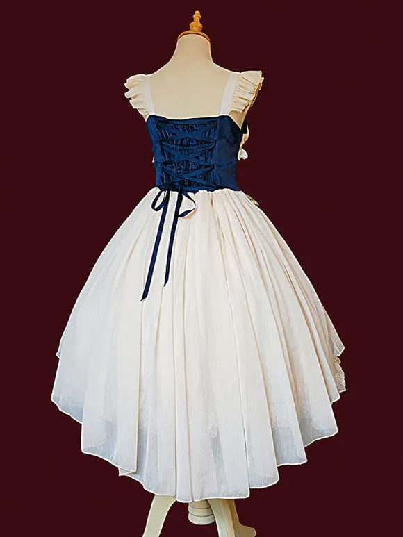 Classical Lolita Dress Chiffon Sleeveless Lolita Dresses Apricot