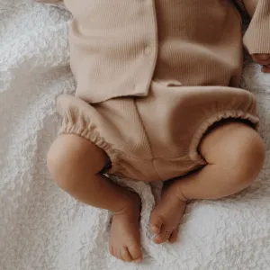 Cole Cotton Rib Baby Bloomers (Biscuit)