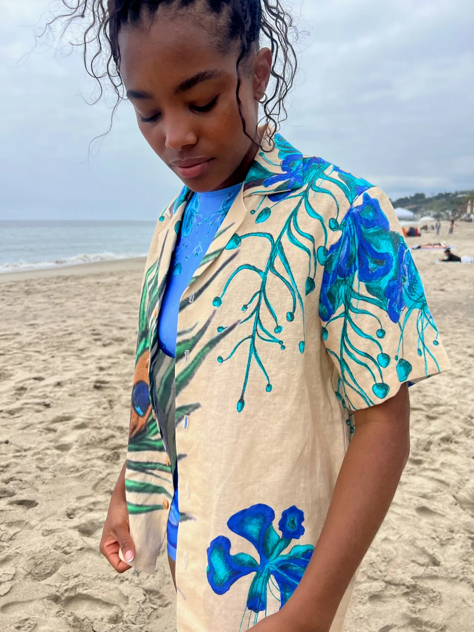 Coral Camp Linen Button Down