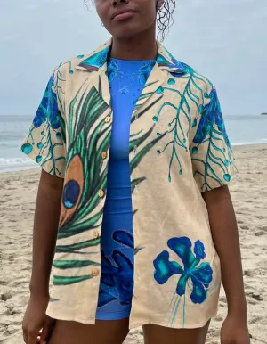 Coral Camp Linen Button Down