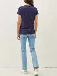 Cotton V-neck Tee - Navy
