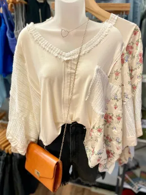 Cream Multi-Pattern Top