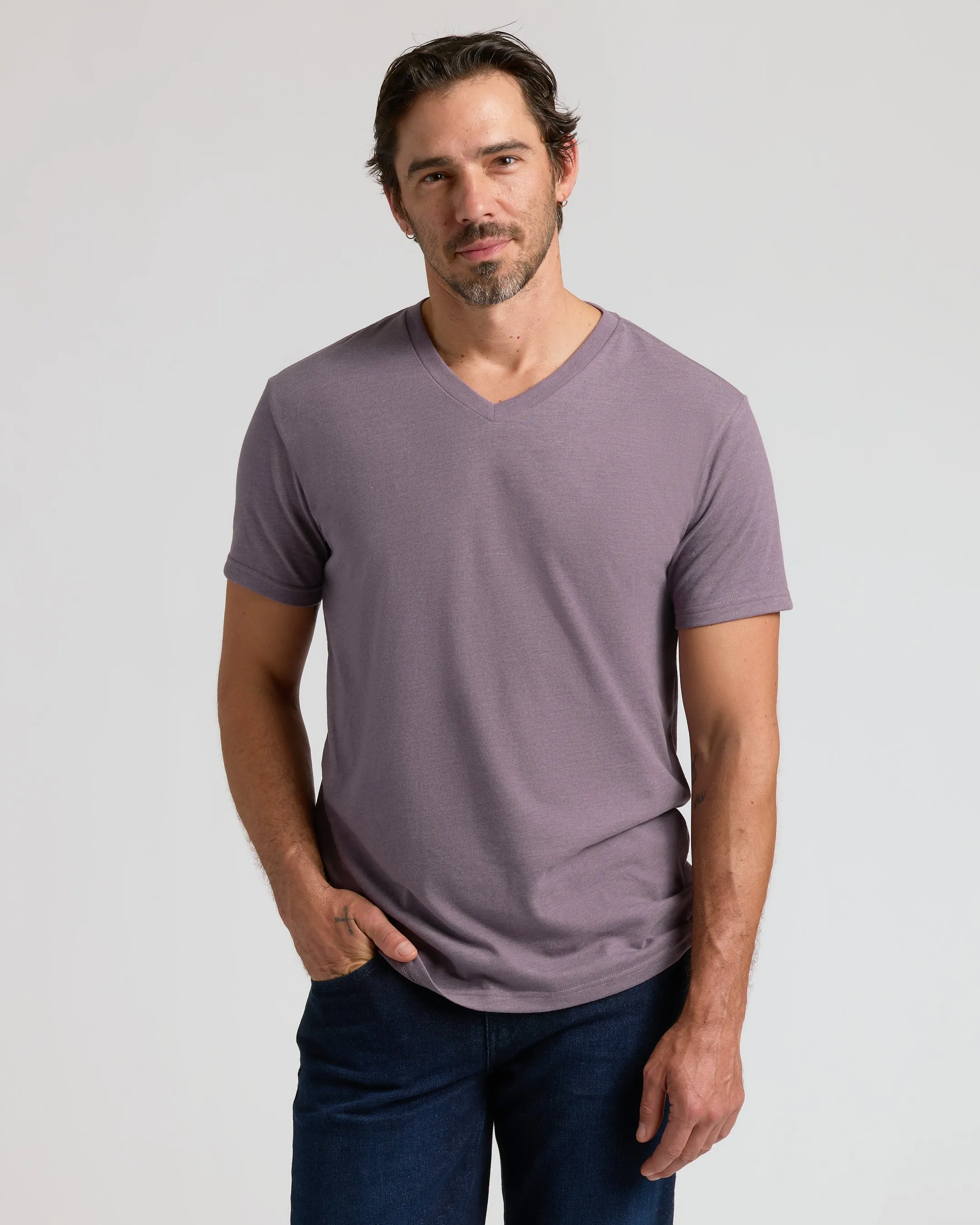 Dark Heather Amethyst V-Neck Tee