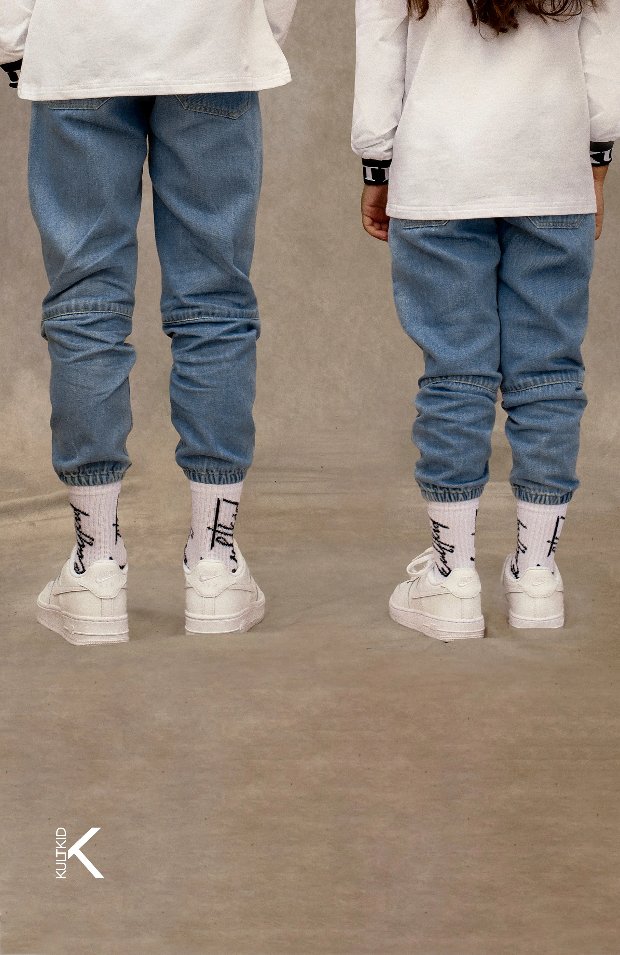 Denim Jogger Jeans with Logo Drawstring