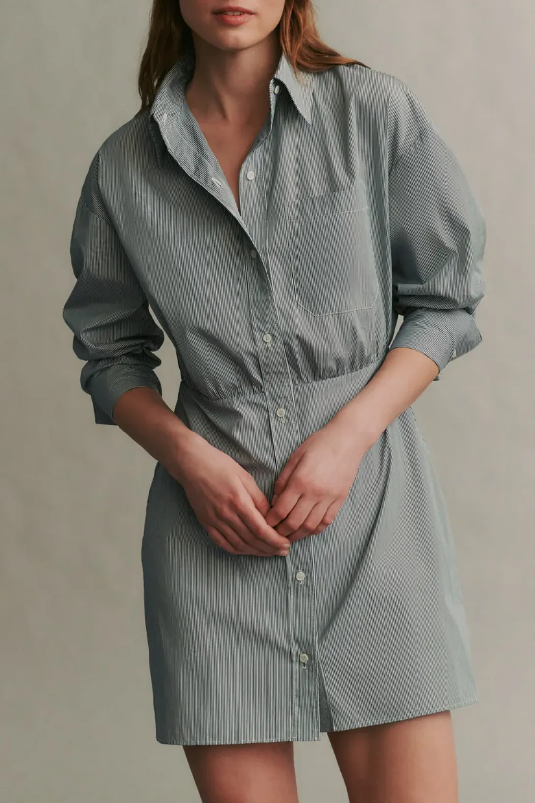 Devon Dress | White / Hunter Green