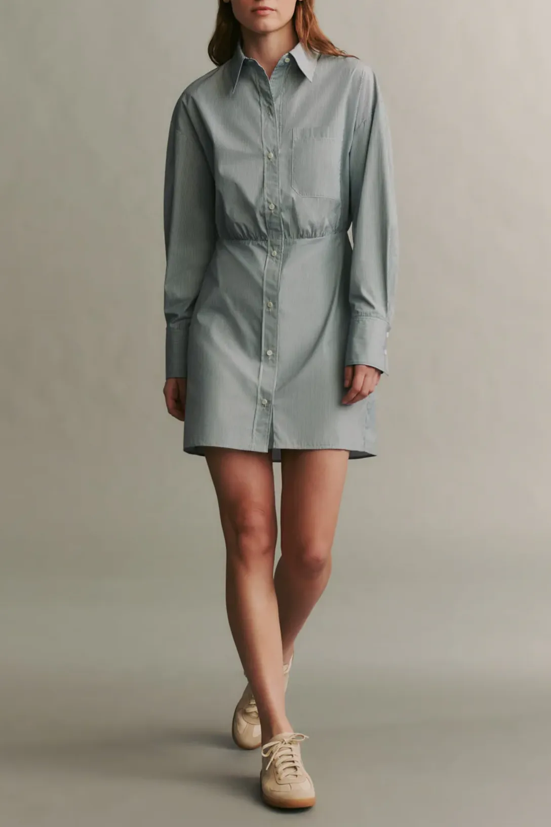Devon Dress | White / Hunter Green