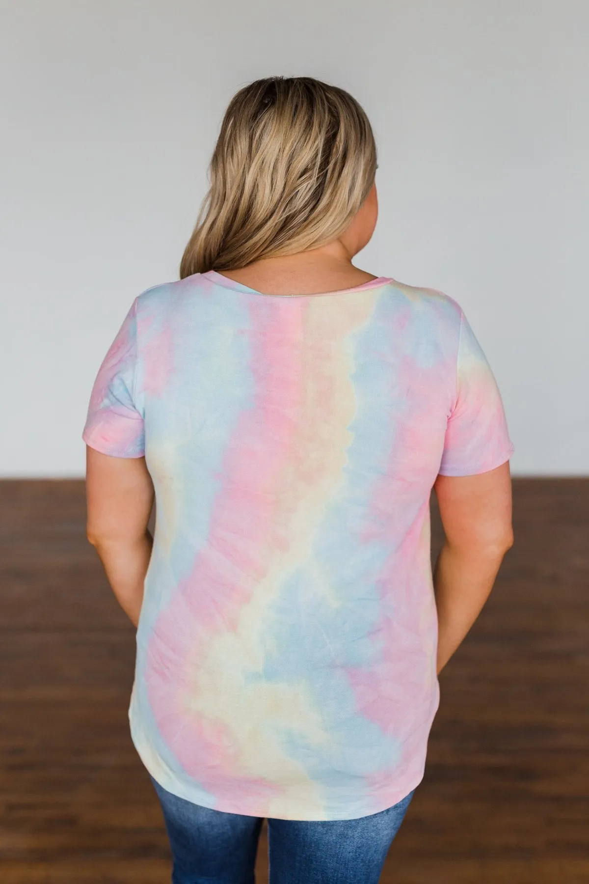 Draw Me Closer Tie Dye V-Neck Top- Pink Multi-Color