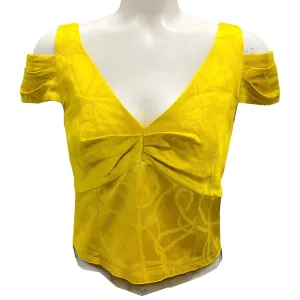 Dries Van Noten Yellow Cold Shoulder Jacquard Chaney Top