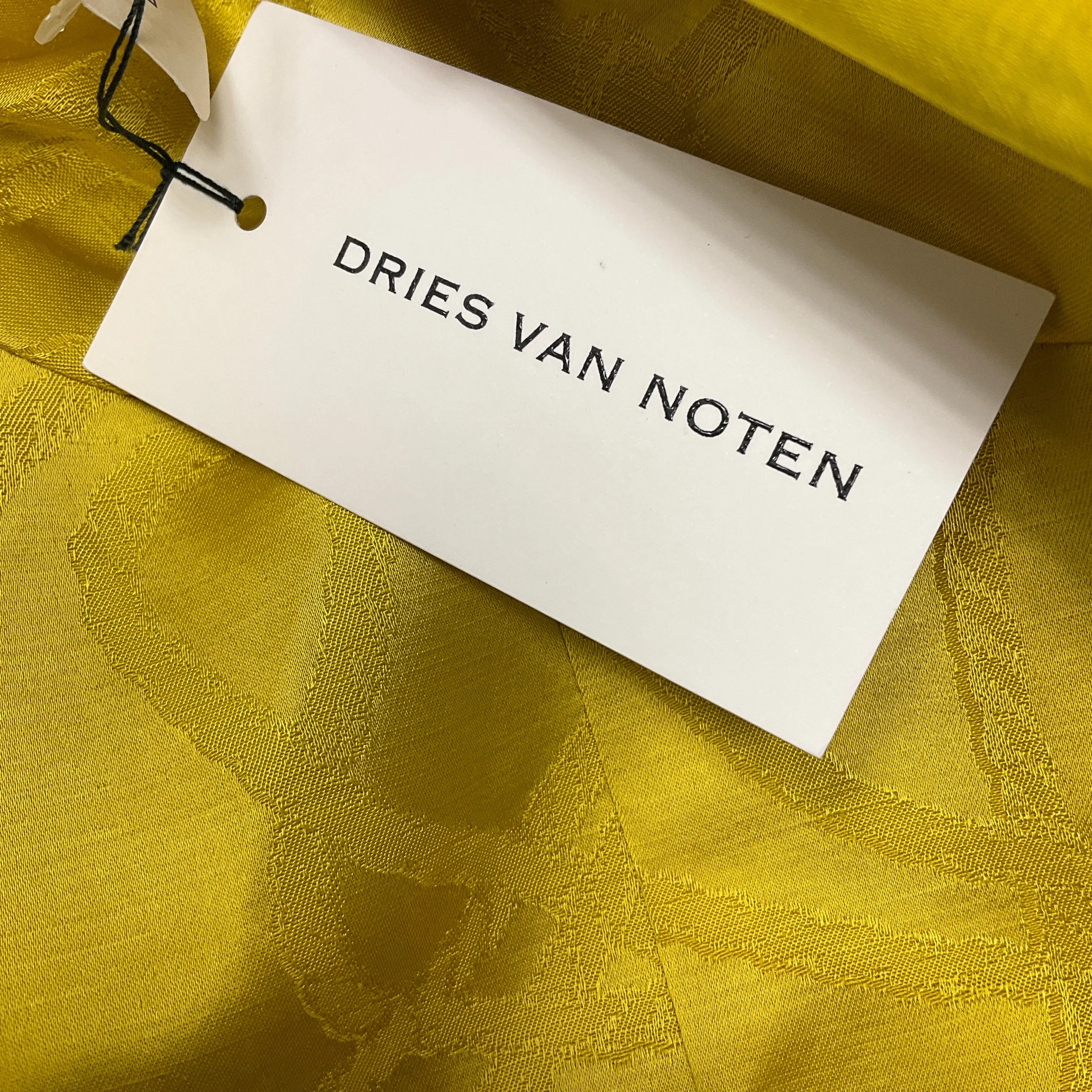 Dries Van Noten Yellow Cold Shoulder Jacquard Chaney Top