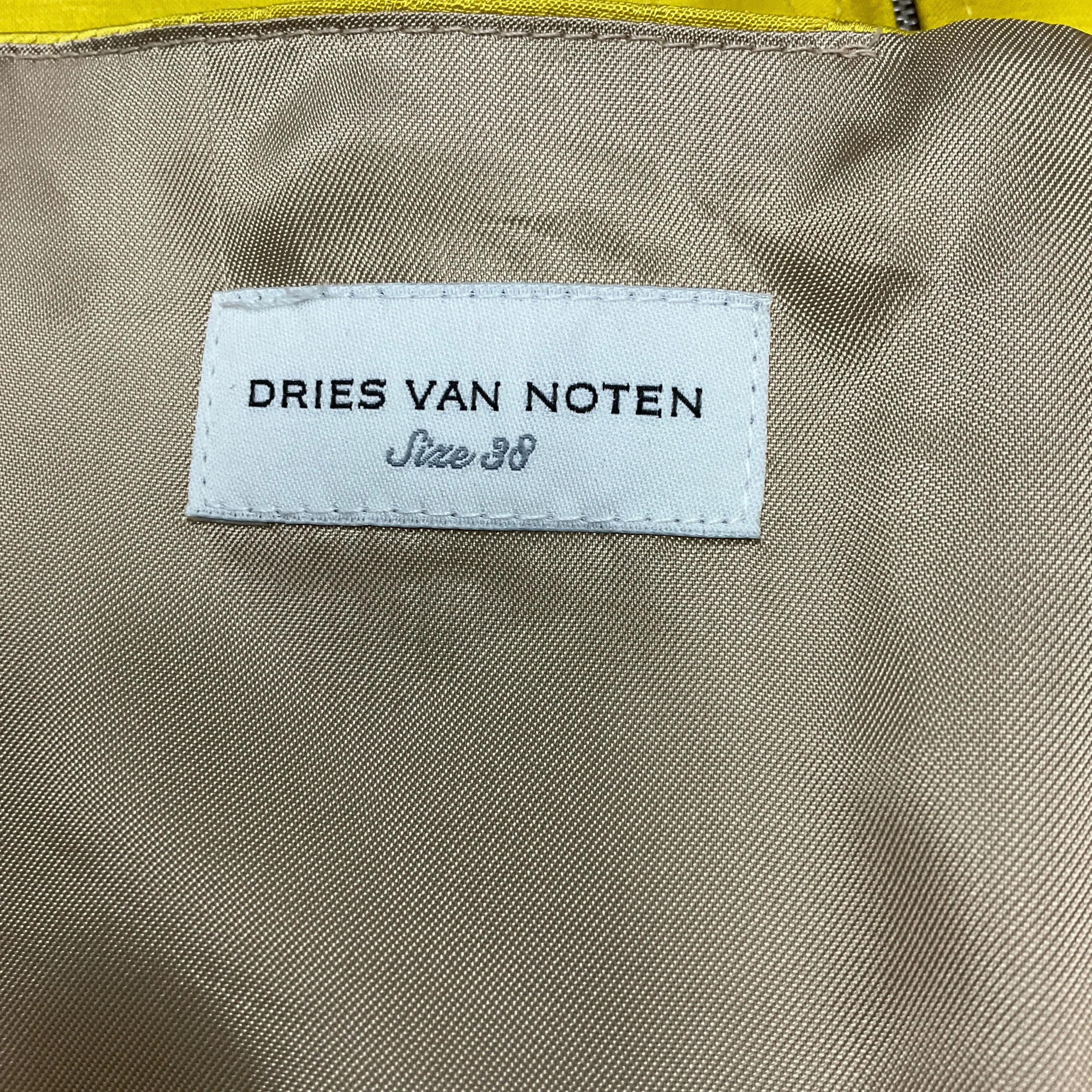Dries Van Noten Yellow Cold Shoulder Jacquard Chaney Top