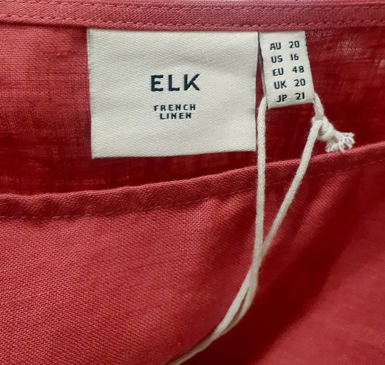 Elk red linen top size 20