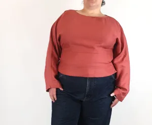 Elk red linen top size 20