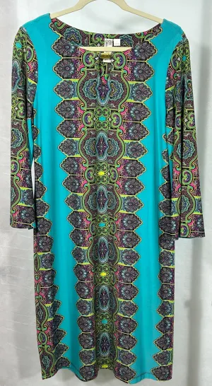 Emme & Michele Vibrant Boho Tunic Dress – Size L – Multicolor Paisley Print