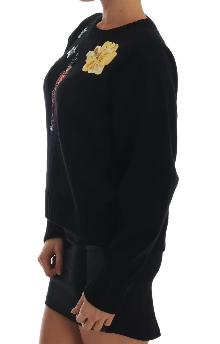 Fairy Tale Crystal Black Cashmere Sweater