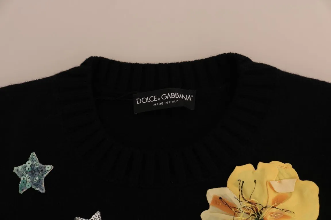 Fairy Tale Crystal Black Cashmere Sweater