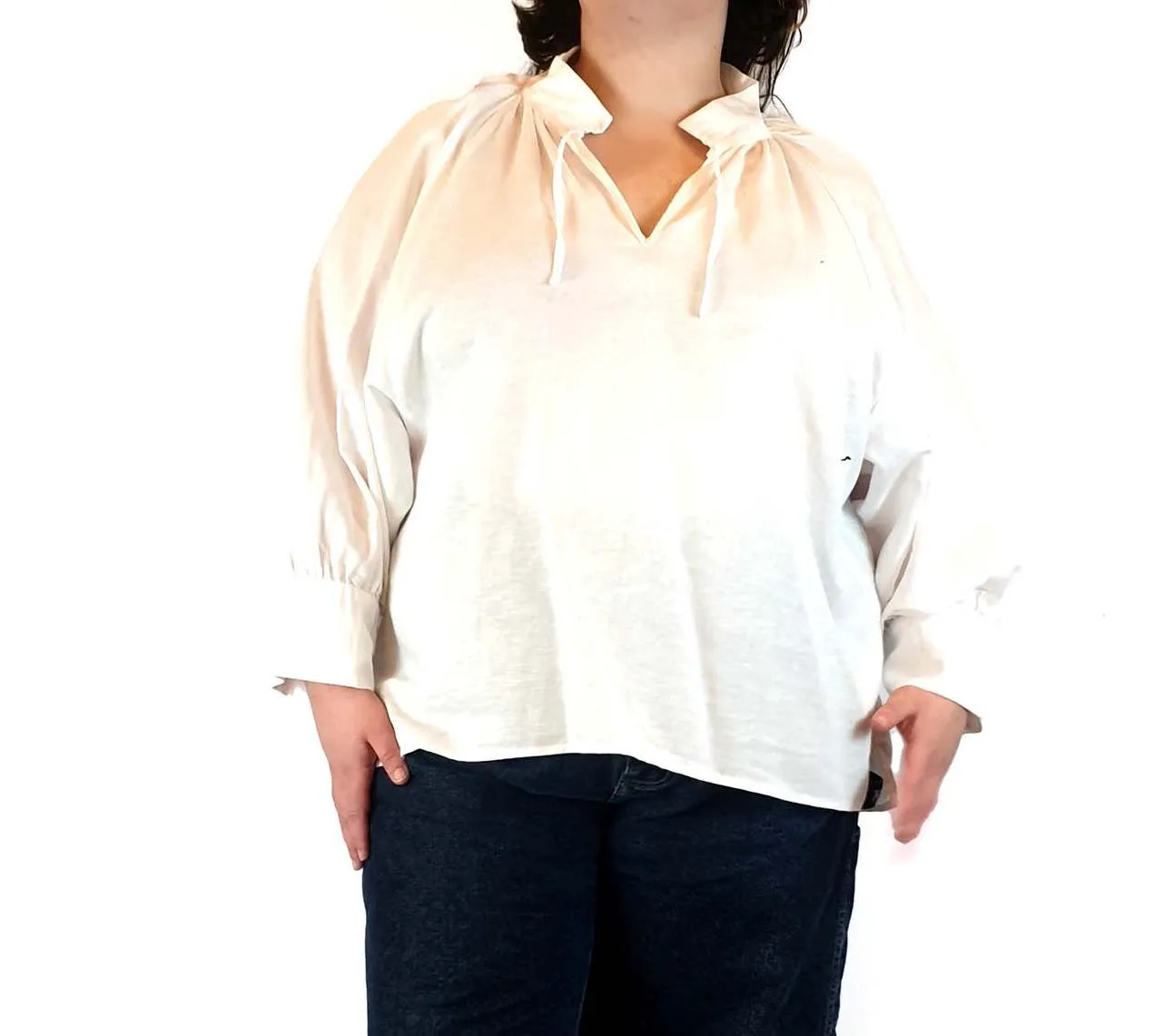 Fate   Becker white cotton-linen shirt/top size 20