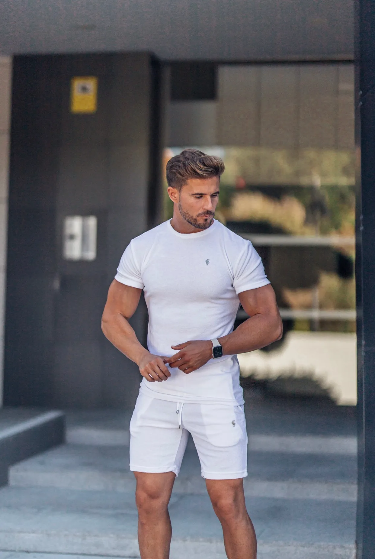 Father Sons White Towelling Shorts - FSTS664