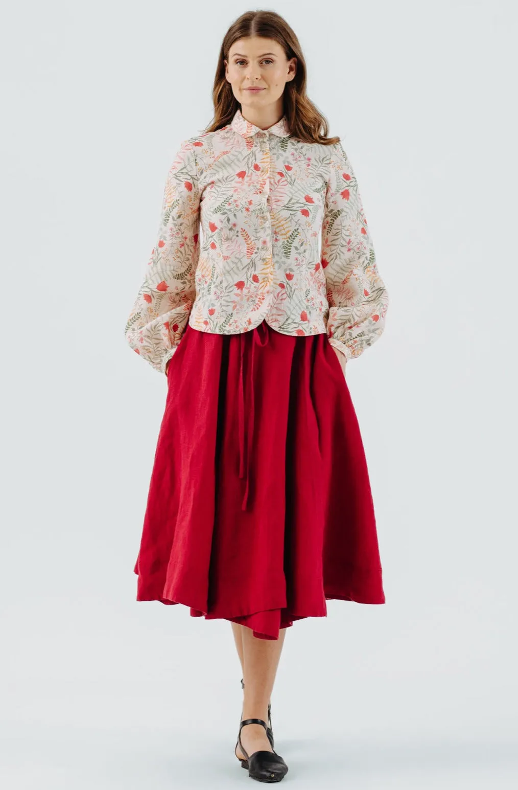 Fitted Sophie Shirt, Long Sleeve, Whimsical Garden