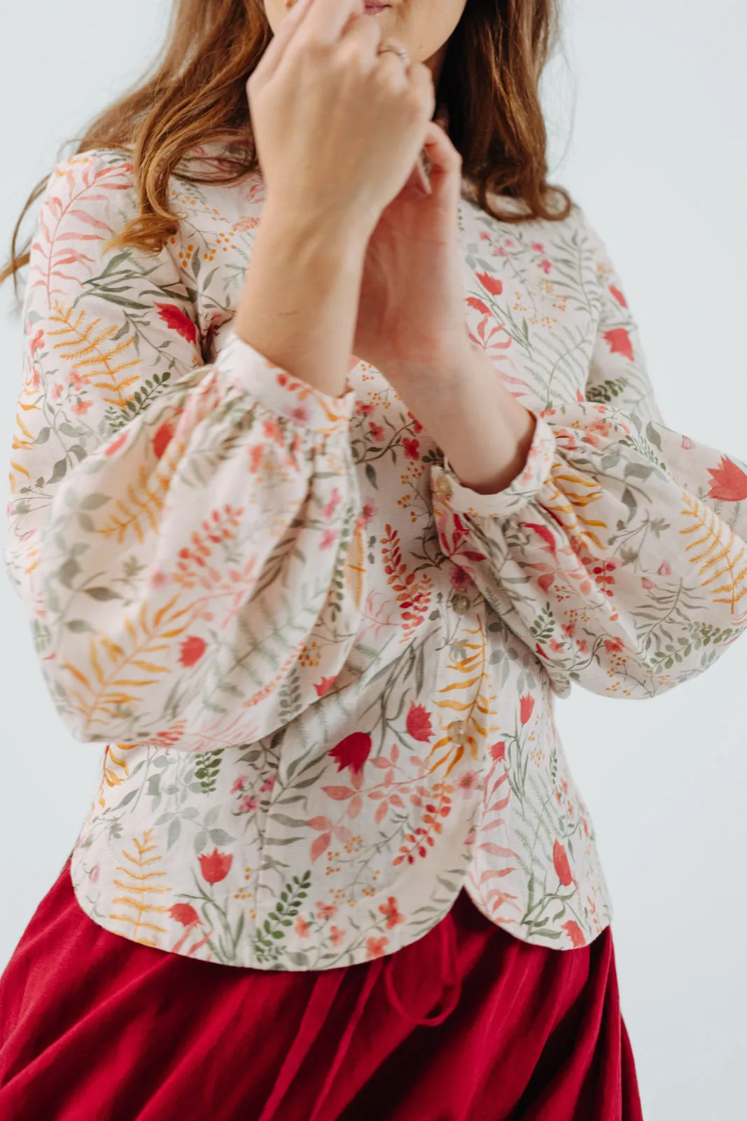 Fitted Sophie Shirt, Long Sleeve, Whimsical Garden