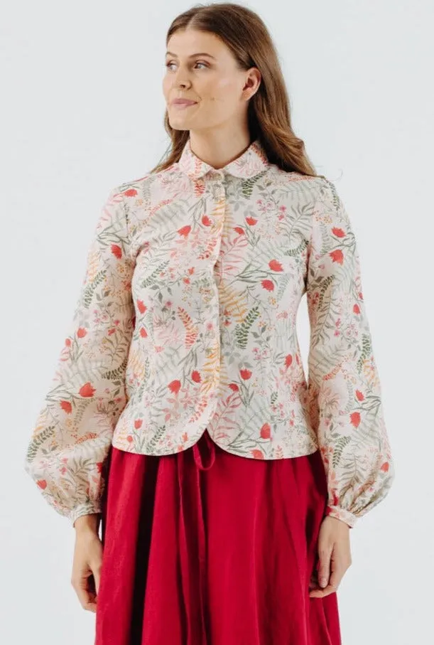 Fitted Sophie Shirt, Long Sleeve, Whimsical Garden